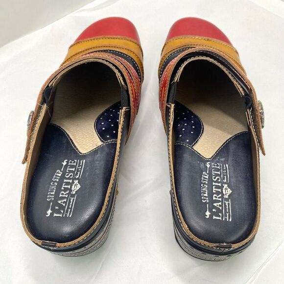 Spring Step Women's Leather Mules - Red, Yellow, Black - Picture 5 of 13